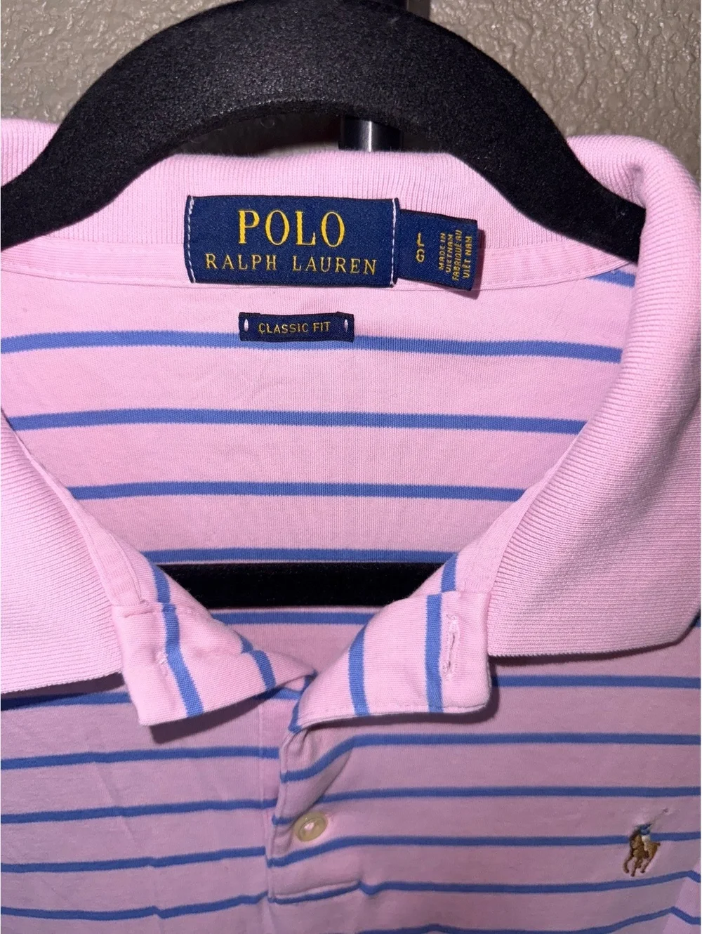 Polo Ralph Lauren Classic Fit Pink and Blue Striped Polo Shirt Size Large